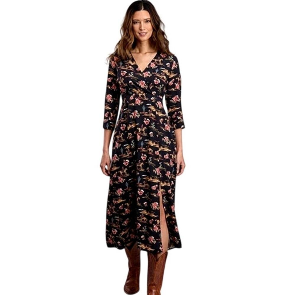 Stetson Night Ride Cowboy Floral Printed Long Dress XS
